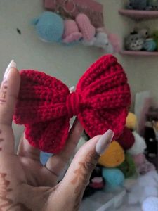 Red Crochet Bow