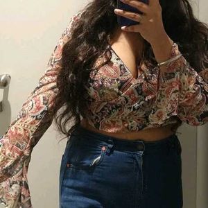 Paisley Print Crop Top