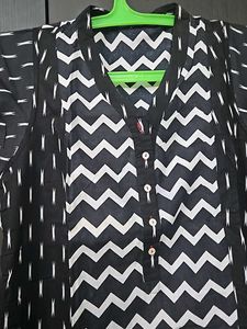 Black &amp; White Chevron Print Kurta