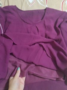 Purple Ruffle Sleeve Blouse