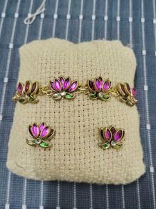 Lotus Bracelet & Earrings Set