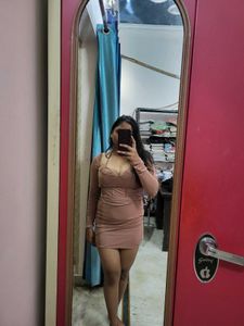 Sexy Padded Bodycon Dress With Neck Ribbon