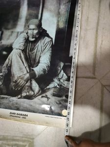 Big Sai Baba Black And White Photo