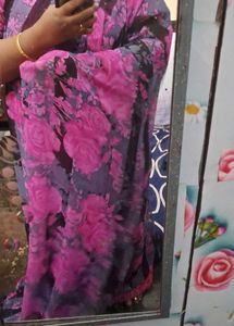 Rose With Grey Color Soft Saree  Georget Sare
