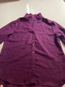 Bershka Purple Button-Down Shirt