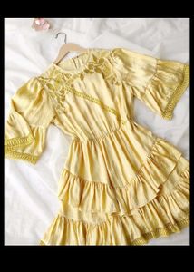 Golden Ruffle Tiered Dress