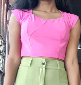 Pink Sweetheart Neck  Crop Top💗