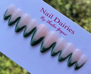 Green French Tip Press-On Nails
