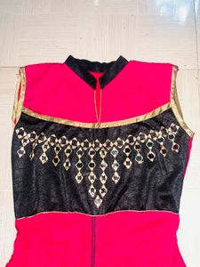 Elegant Pink &amp; Black Party Dress