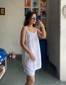 White Cotton Mini Dress