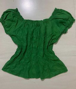 Green Puff Sleeve Top