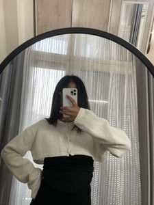 Cropped White Cardigan (Bolero)