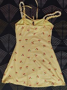 Yellow Cherry Print Dress