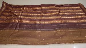 Elegant Brown Striped Saree