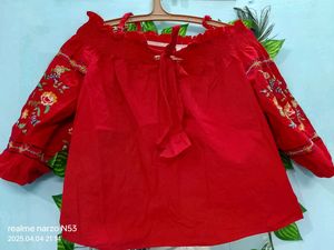Red Off shoulder Top