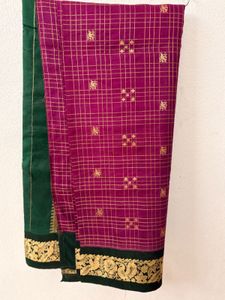 Traditional Green and Purple Kanjivaram Silk Saree