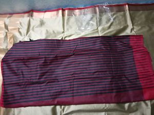 Handloom Saree with Striped Pallu - CottonBlend