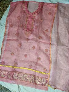 Pretty Organza Embroidered Kurta Unstitched