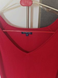 Hot Red V-Neck Office Top