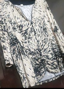 Cream Winter Top Black Print For 40 Bust