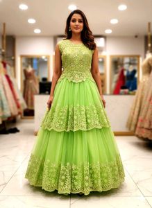 Elegant Green Ethnic Ball Gown