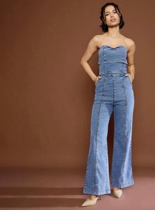 Denim Off Shoulder Jumpsuit