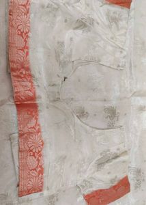 Off White And Orange Border Saree