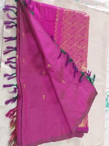 Magenta Silk Saree with Gold Details