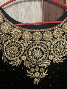 Pakistani Black Embroidered Velvet Suit