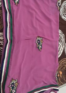 Pink Saree with Embellishments No Exchange Return