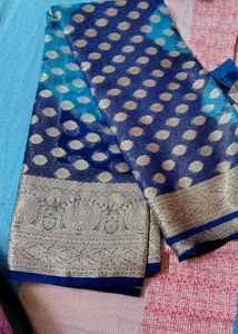 new Blue gorget  Banarasi shibori Saree