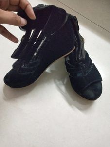 Black Velvet Wedges