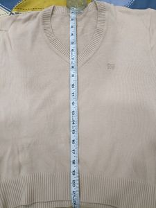 Women V Neck Beige Sweater