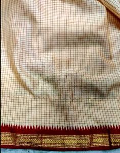 Orange With Meroon Golden Zari Border Silk saree