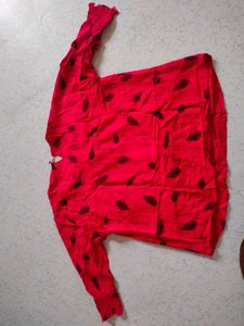 Red Leaf Print Top