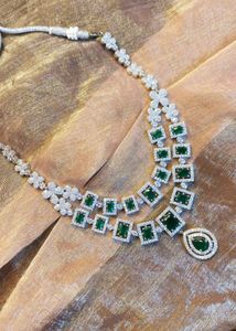 Emerald Green American Diamond Necklace