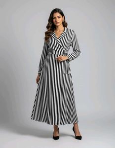 Striped Wrap Maxi Dress