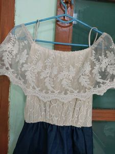 A Beautiful Combination Of Denim &amp; Net Fabric