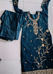 Teal Embroidered Kurta Set