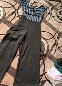 Striped Jumpsuit with Ruffle Detail