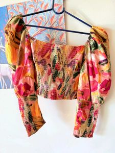 Abstract Print Crop Top
