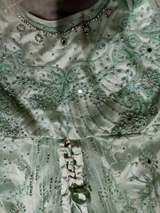 Embroidered mint green dress
