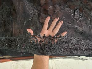 black net embroidery saree’s