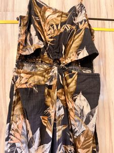 Front Cut Tropical Print Jumpsuit