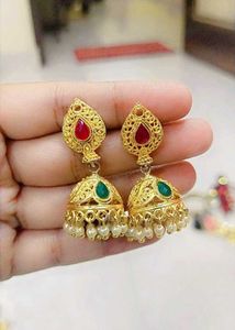 3 Combo Gold Jhumka Earrings with Ruby &amp; Emeral