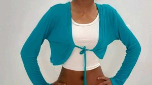 Teal Tie-Front Crop Top
