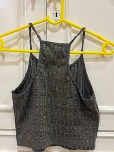 Gray Ribbed Tank Top