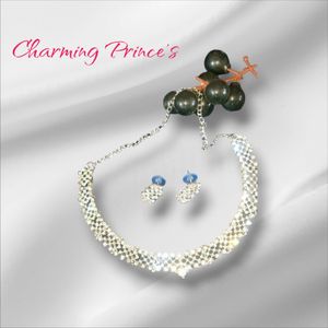 Rhodium Plated Silver Necklace With Earings