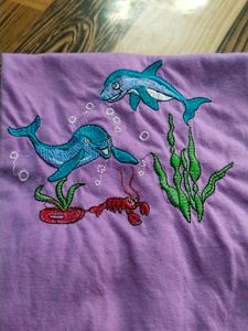 Vintage Purple Dolphin Embroidered Cami Dress