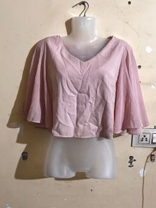 Cute Pink Flutter Sleeve Top